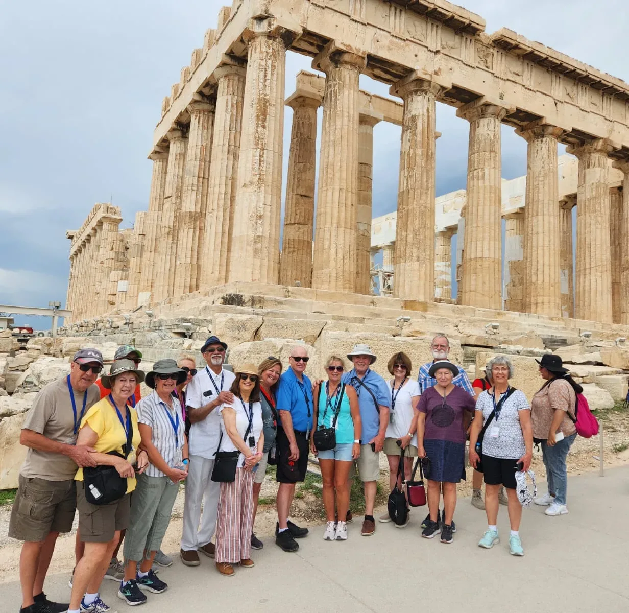 Smiling group in front of Parthenon temple