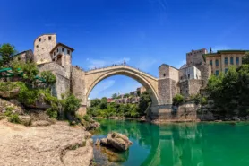 View from ground of Stari Most bridge