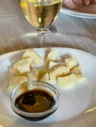 Parmesan cheese and balsamic vinegar tasting with white wine
