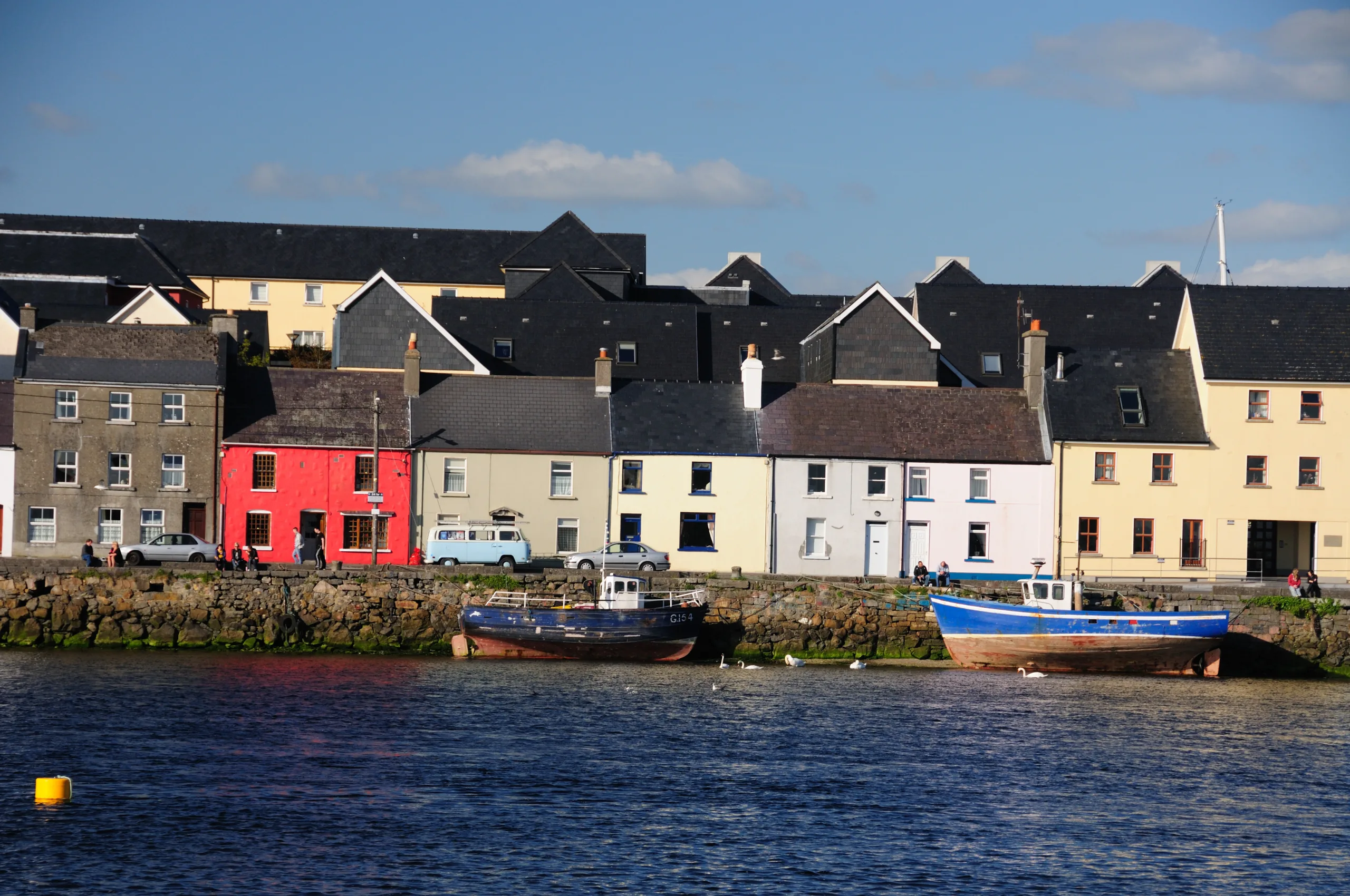 Waterfront houses in the harbour city of Galway, Ireland