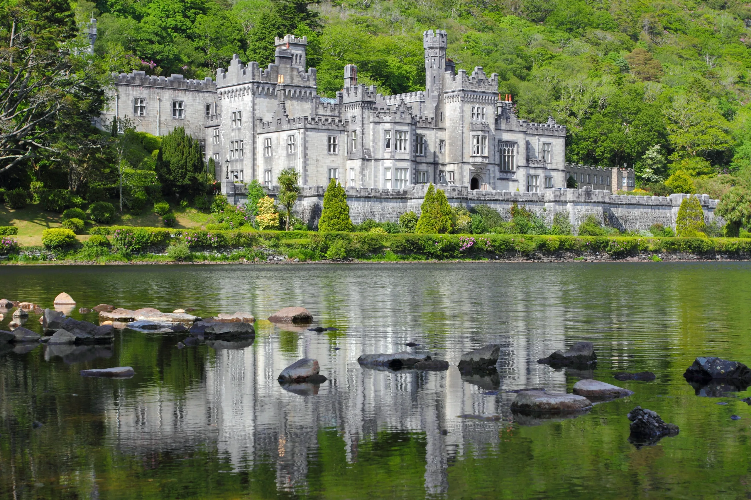 Waterfront view of Kylemore Abbey