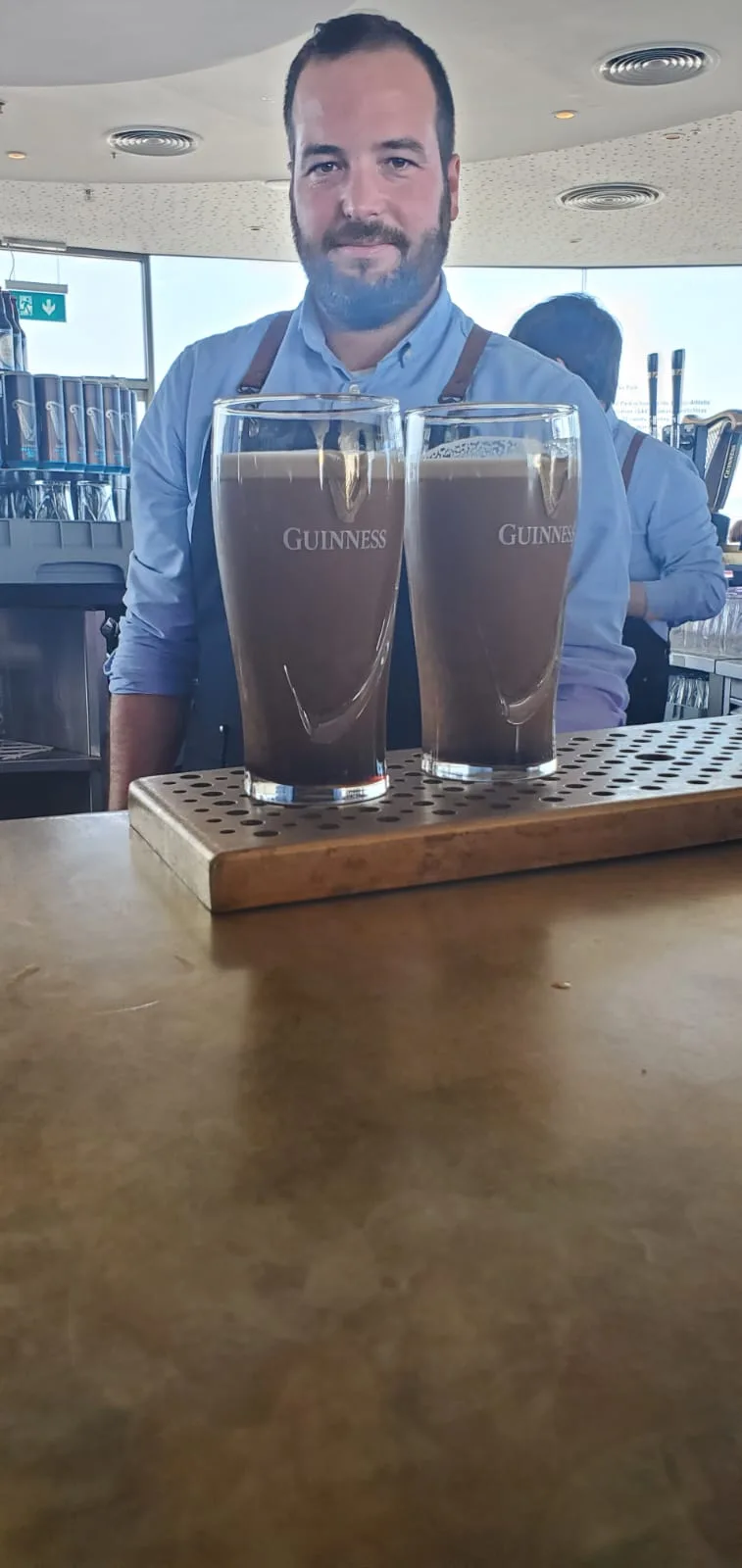 Real traveller photo, 2 beers poured at the Guinness Storehouse in Dublin, Ireland