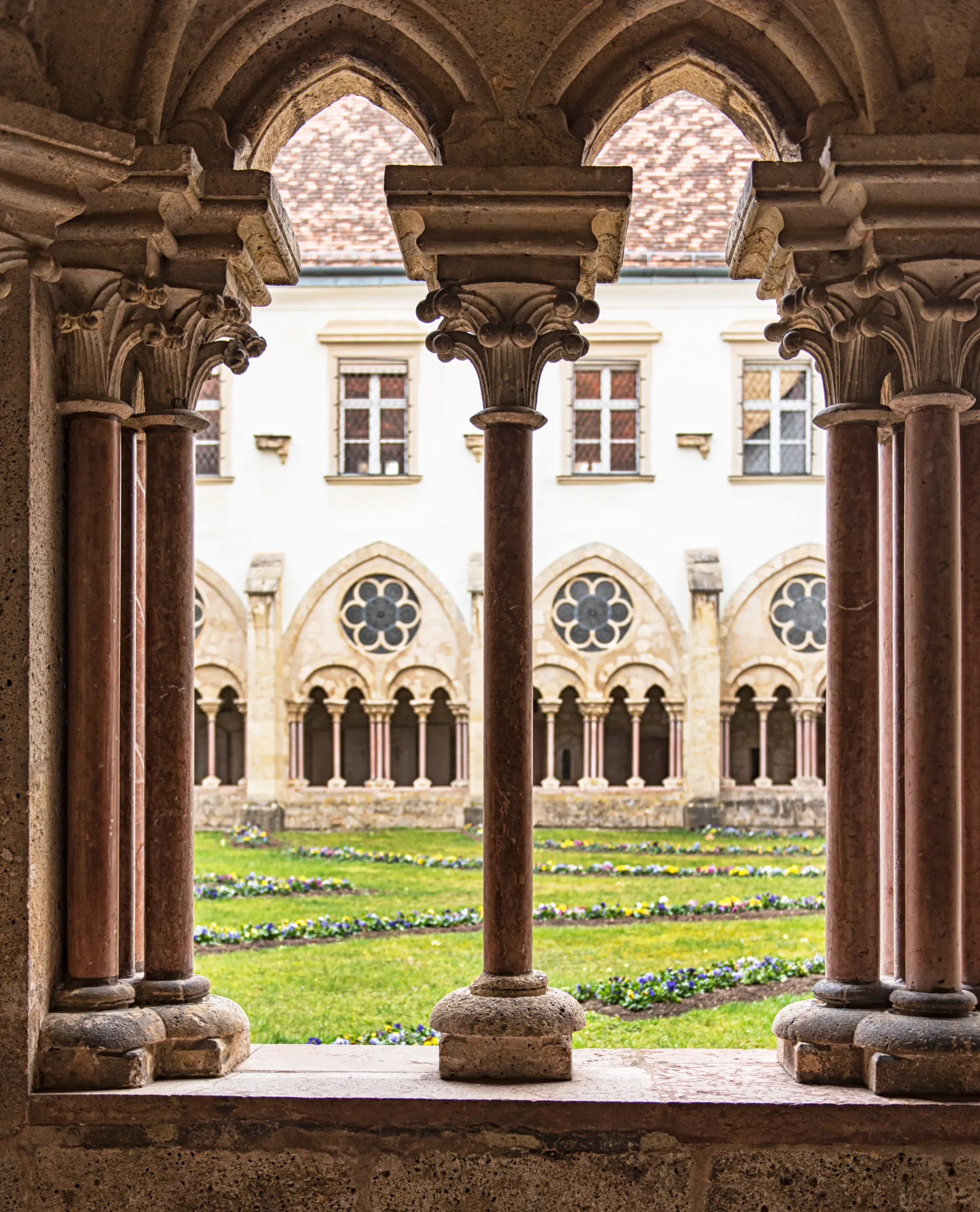 Inner Yard and View of the Cistercian monastery Heiligenkreuz abbey in Heiligenkreuz, Austria