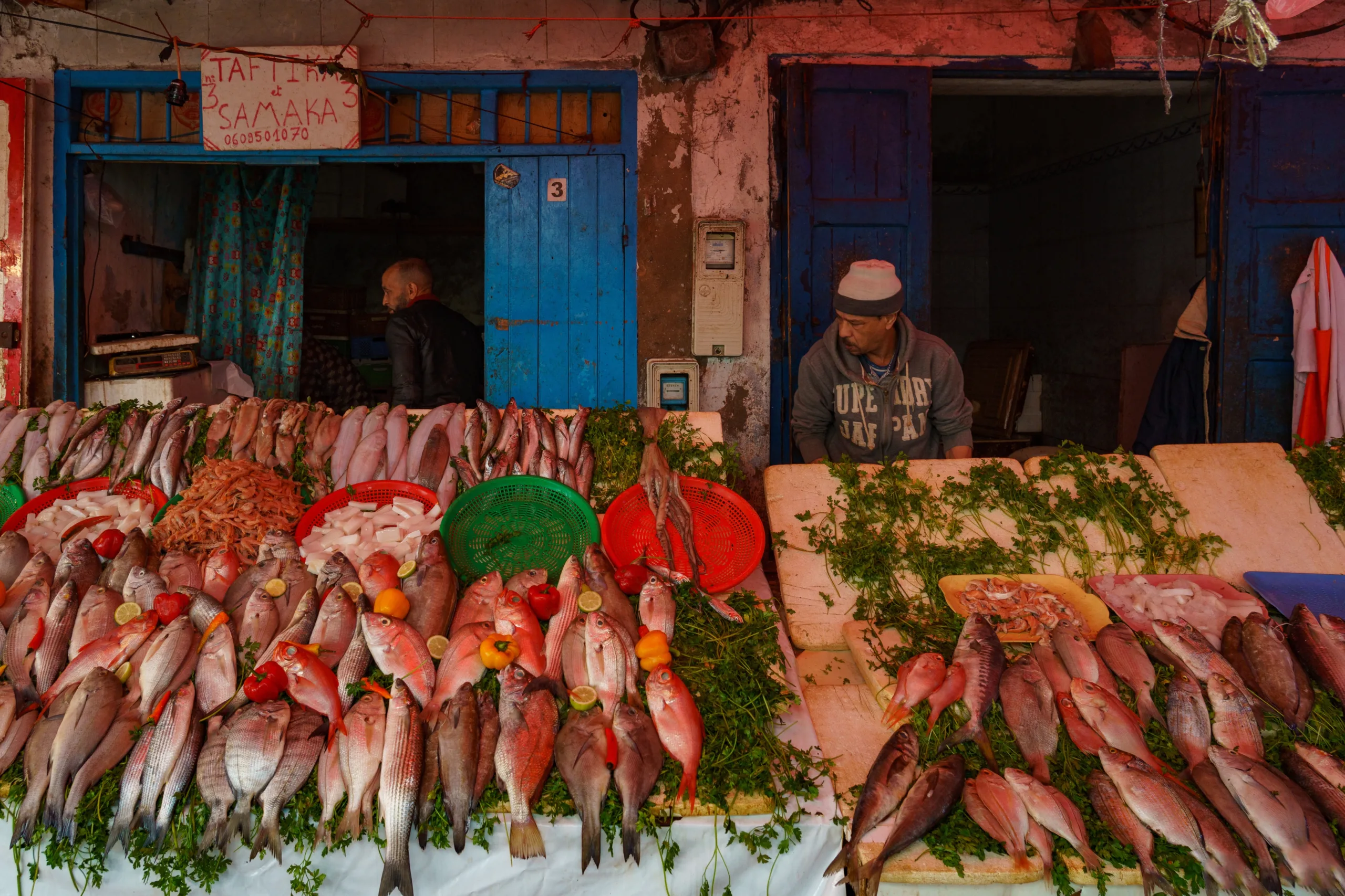 Booth in fish market of Essaouira