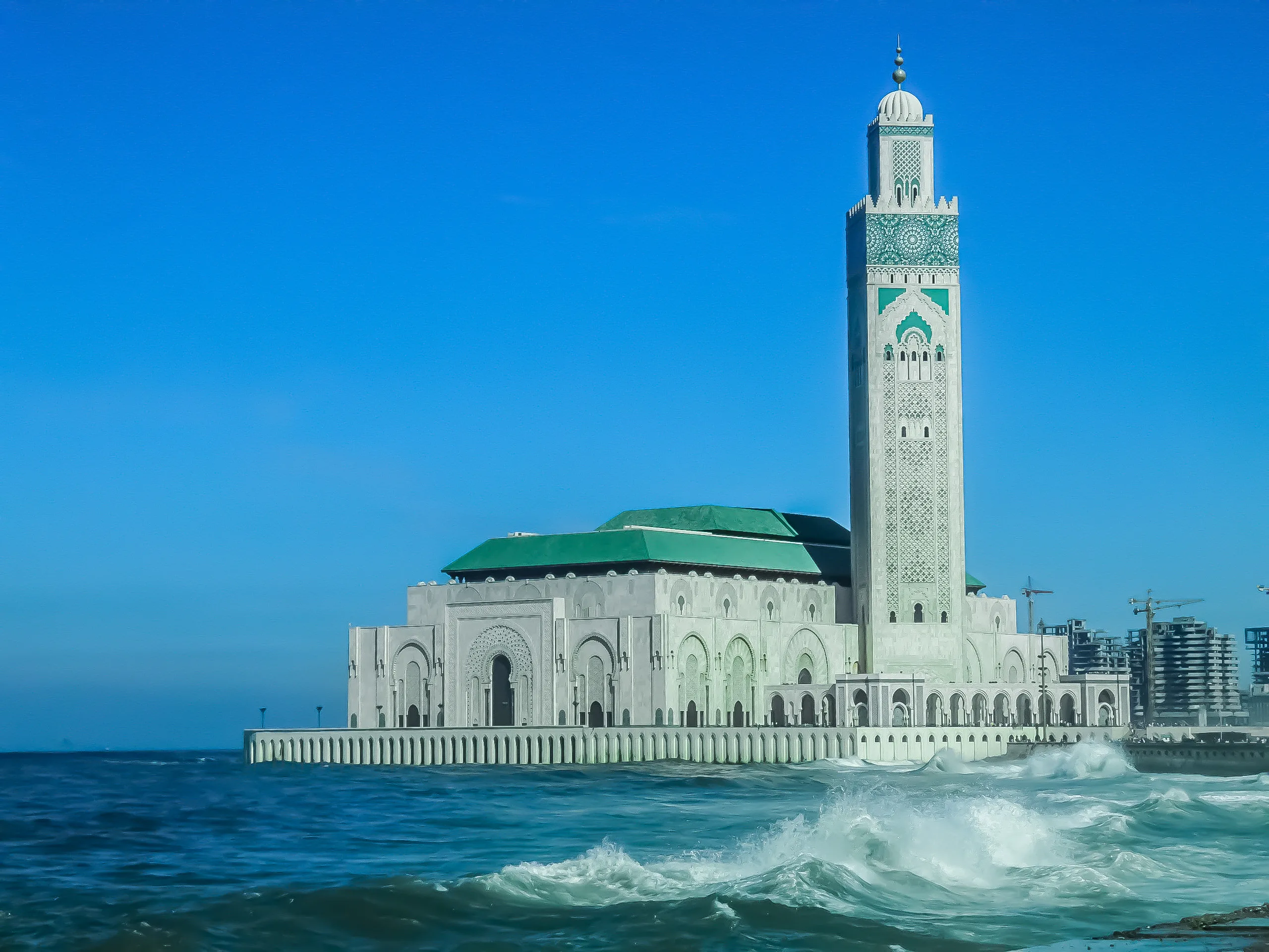 Coastal view of the Hassan II Mosque in Casablanca