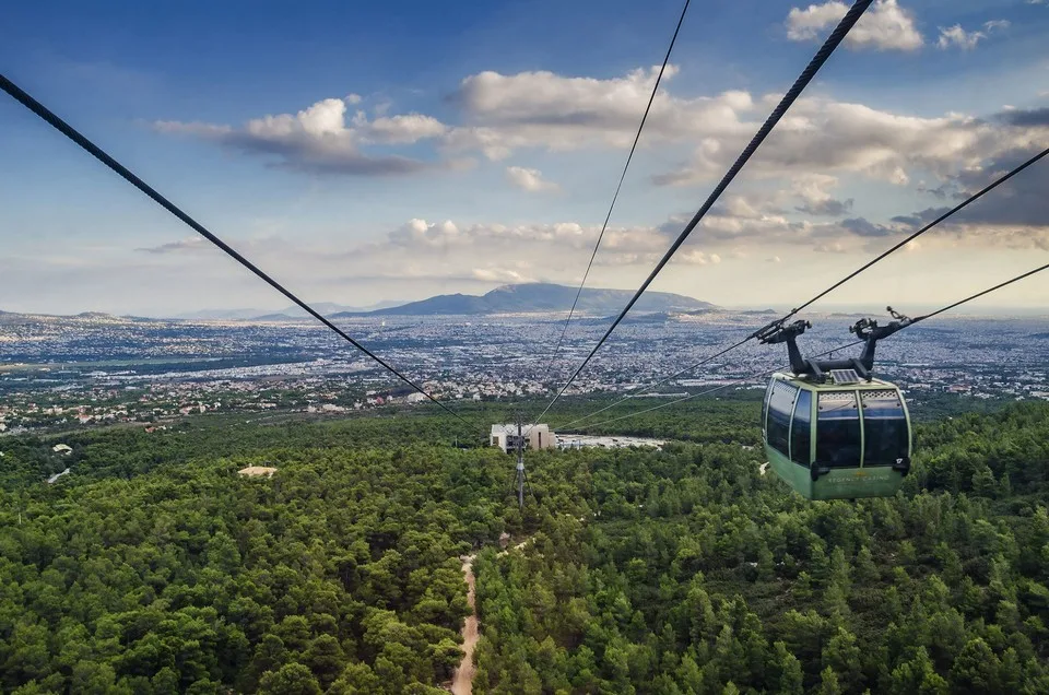 Cable car up to Mount Lycabettus