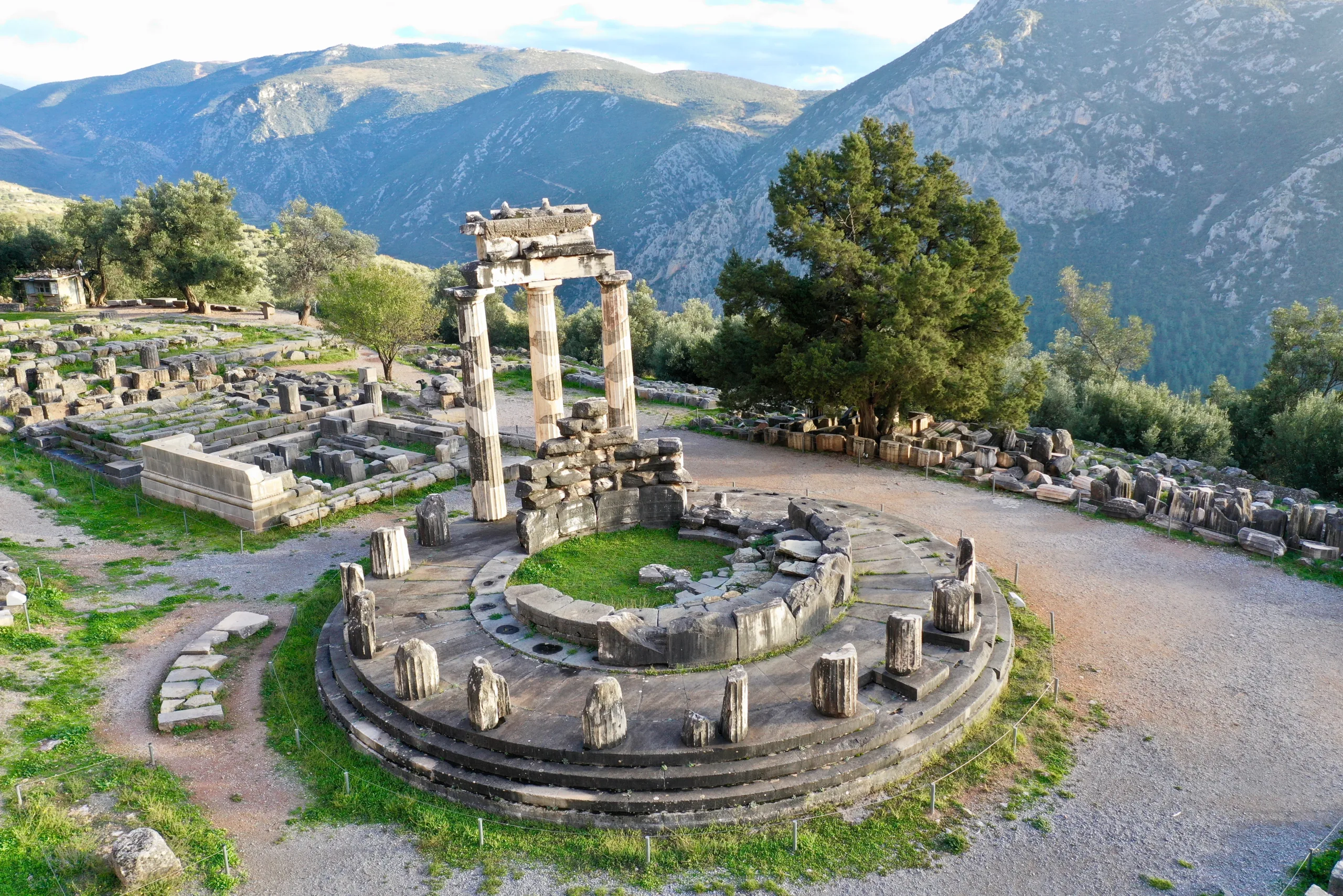 Aerial view of the temple of Tholos