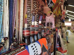 Drums and beads for sale in Manzini Market day 9, South Africa & Victoria Falls Approach Tour