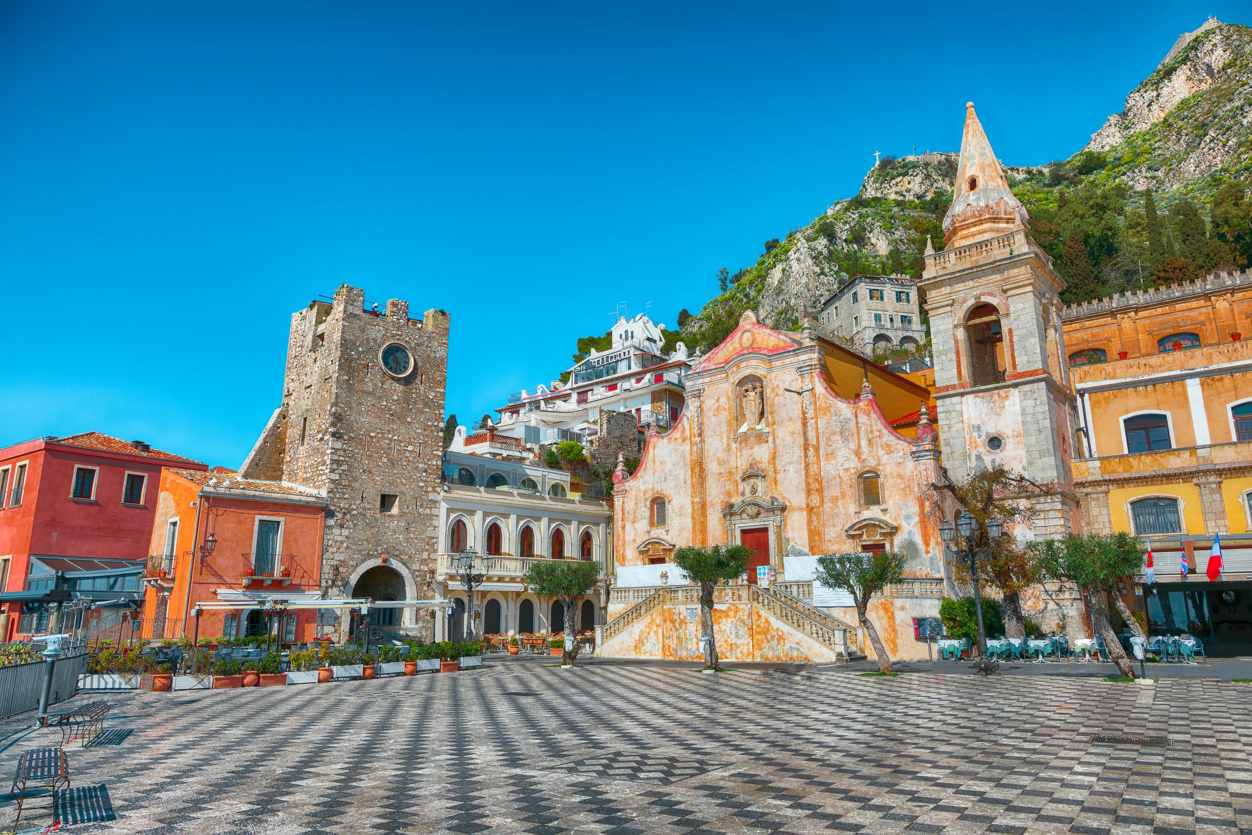 Belvedere Of Taormina And San Giuseppe Church On The Square