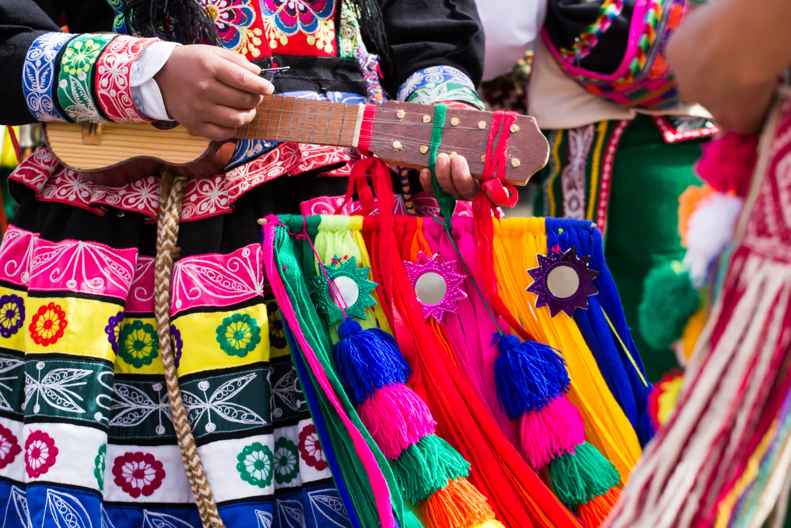 Peruvian Dancers At The Parade In Cusco.