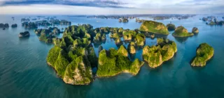 Aerial View Vung Vieng Floating Fishing Village And Rock Island