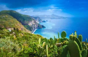 Lipari Island, Italy, Beautiful View On Vulcano Island From Lipari