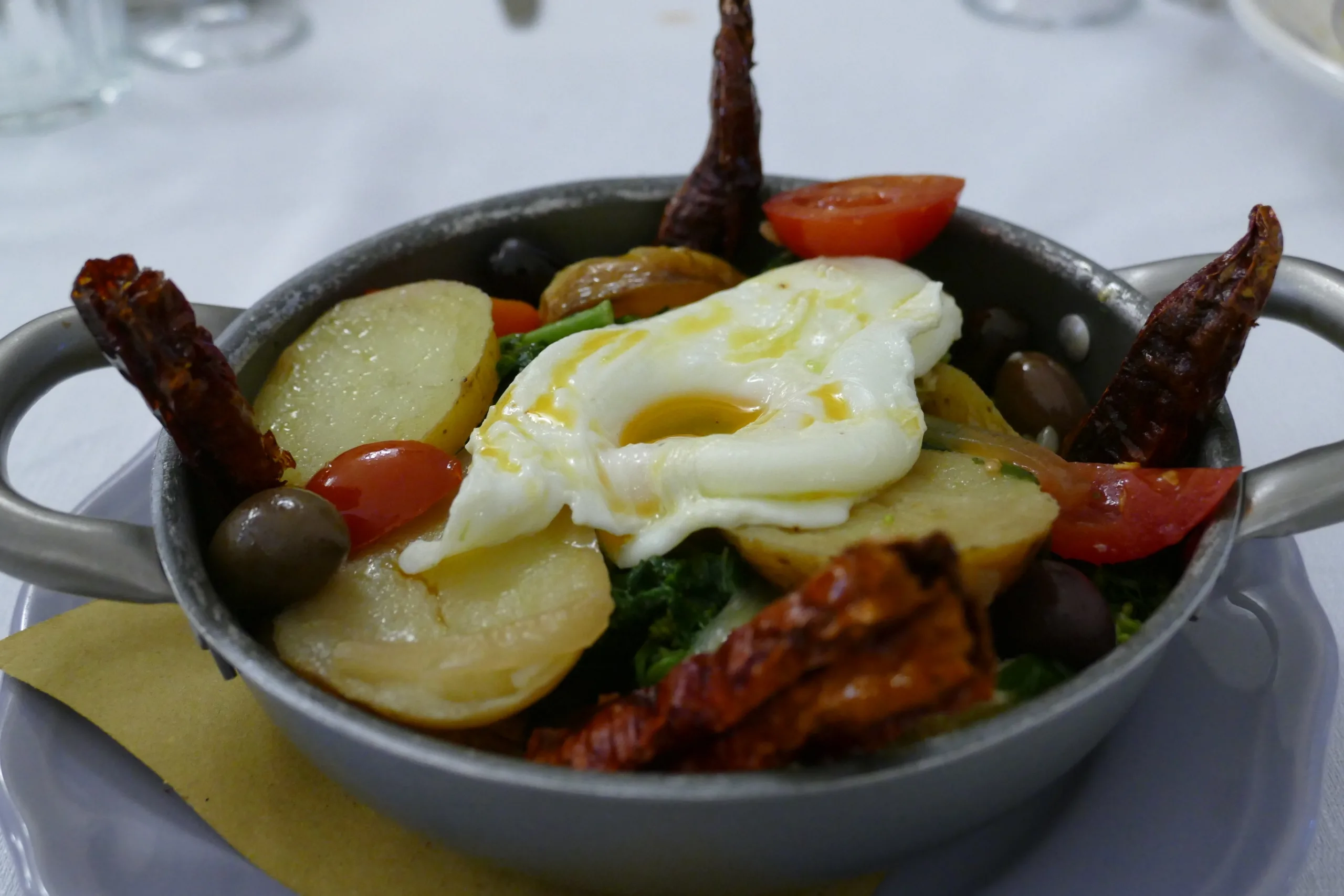 Cialledda With Matera Bread, Turnip Tops, Olives, Potatoes, Tomatoes, Egg
