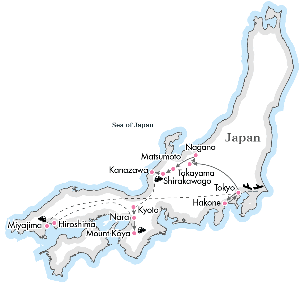 Map of the Timeless Japan tour